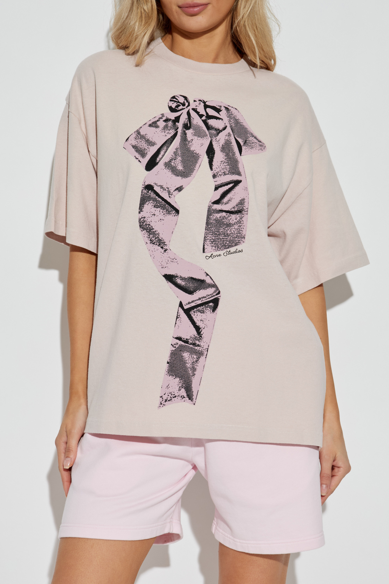 Pink T-shirt with print Acne Studios - Vitkac Italy